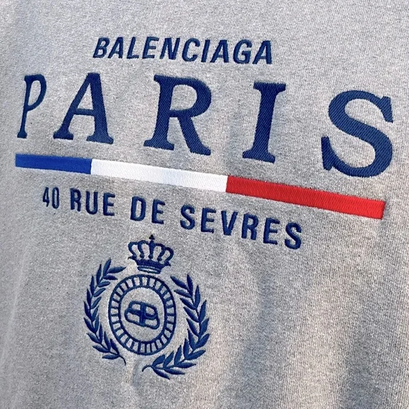 Balenciaga Gray Crewneck with Blue and Red Details - Picture 10 of 14